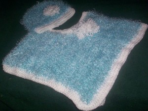Blue poncho and bonnet Blue poncho and bonnet