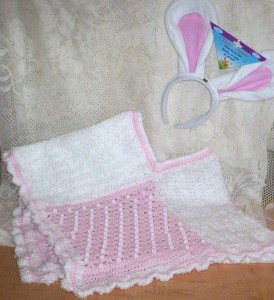 Pink beaded poncho with bunny ears Pink beaded poncho with bunny ears