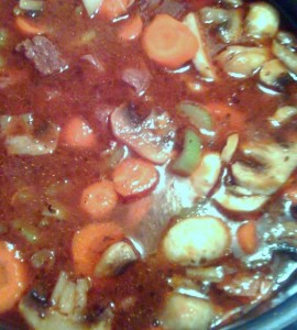 Add prepared vegetables to your cooked meat